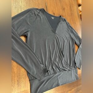 LOFT ash blue Wrap Blouse
